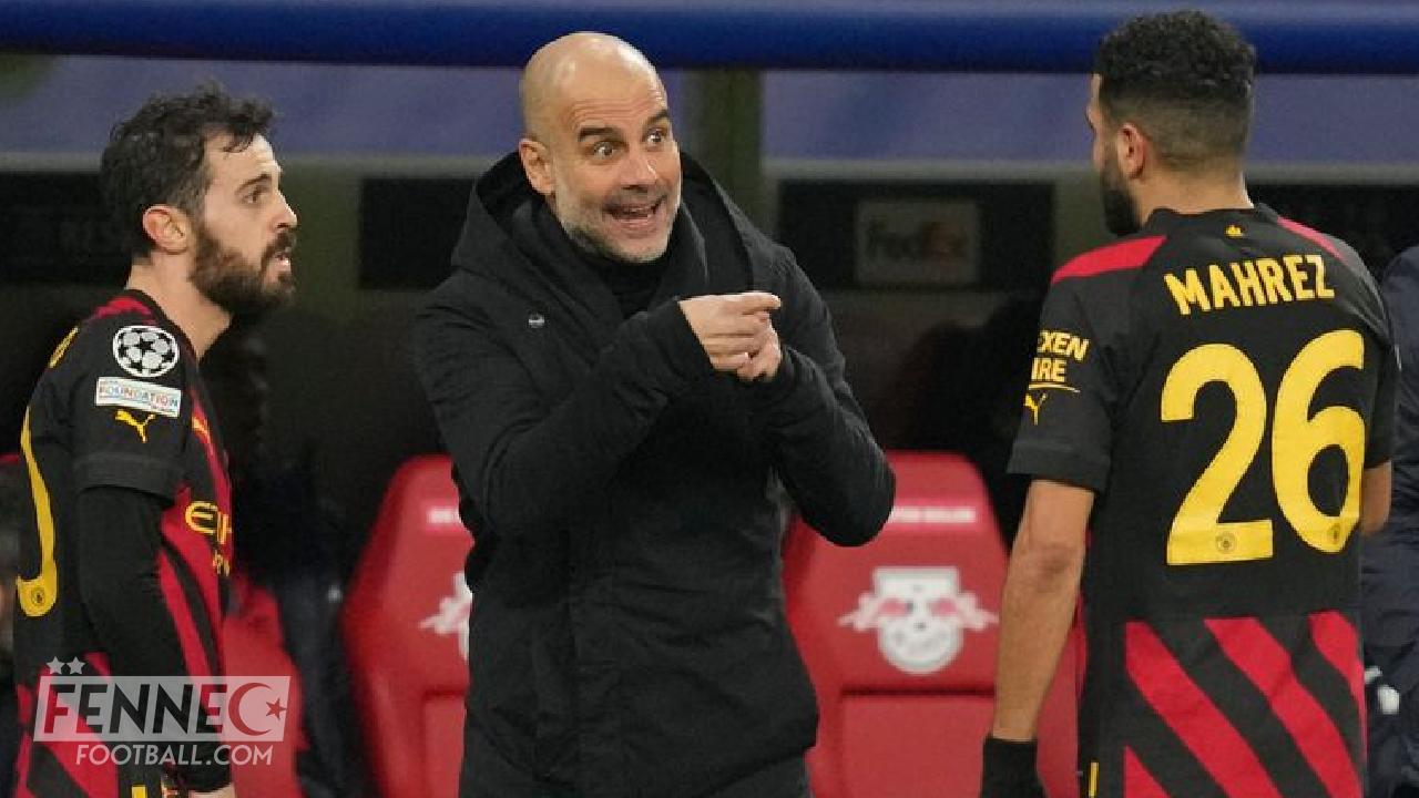 Riyad Mahrez Bernardo Silva Pep Guardiola