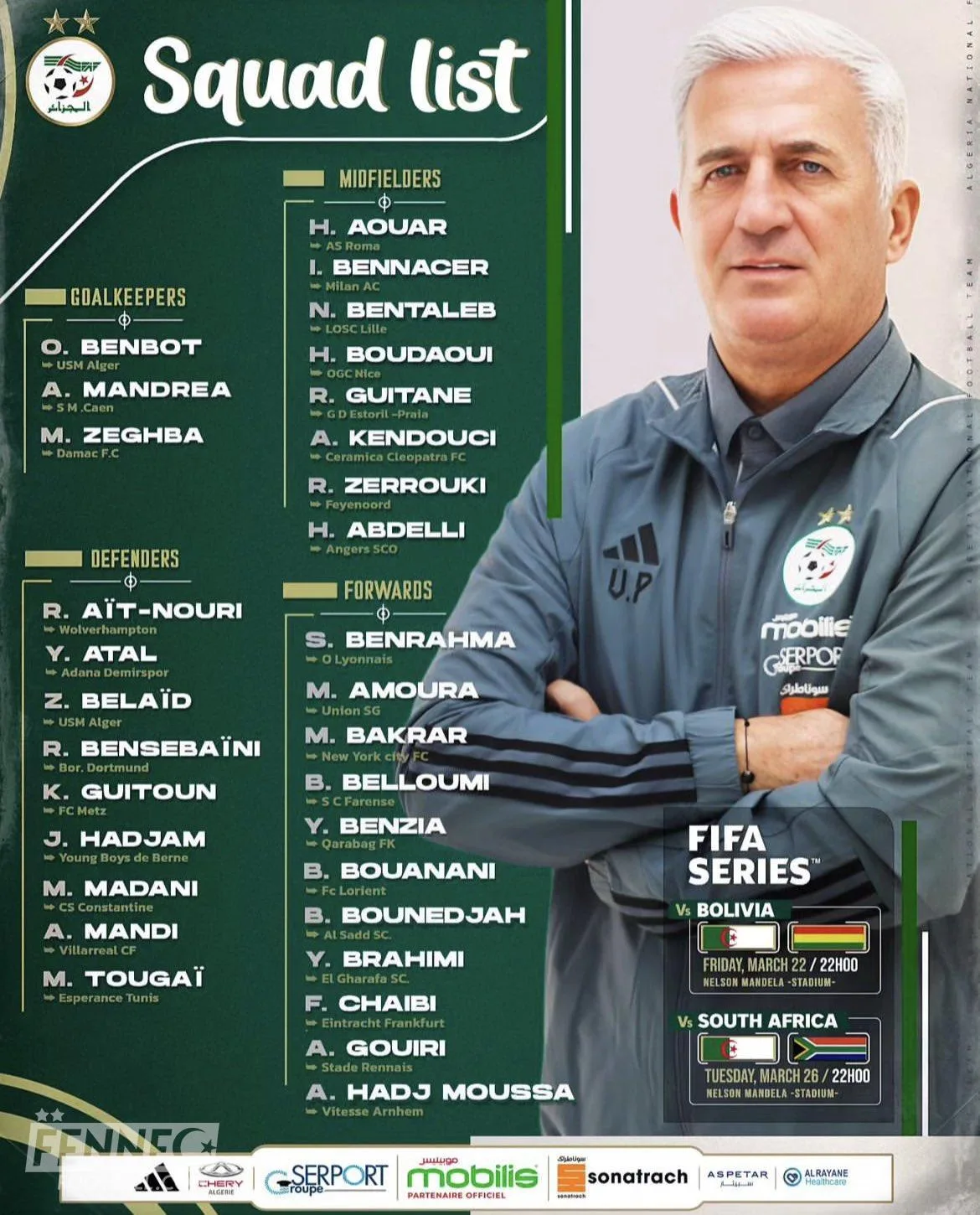Liste équipe Algérie Petkovic